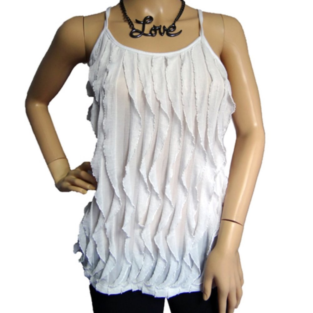 Summery White Ruffle Top - Picture 1 of 3